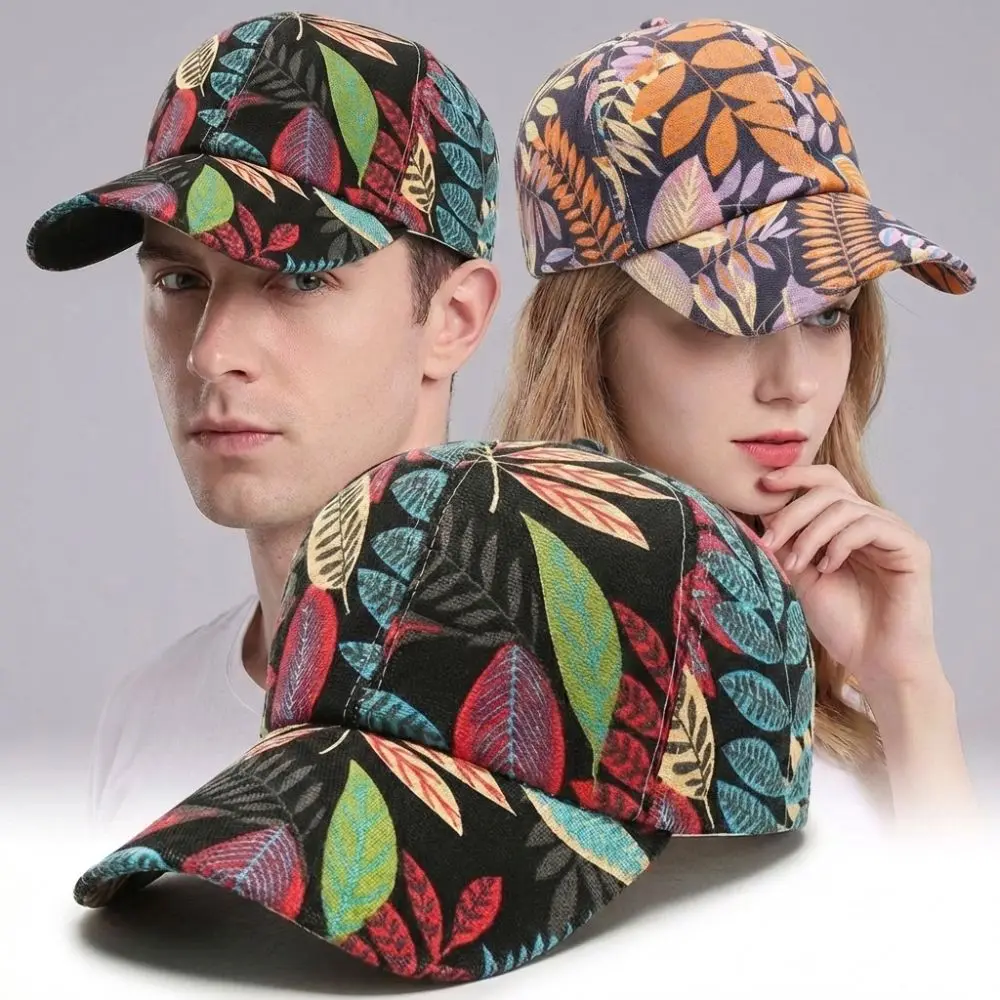 Fashion Korean Style Baseball Cap Sun Protection Maple Leaf Print Oversized Hat Casual Trendy Sun Hat For Men Women
