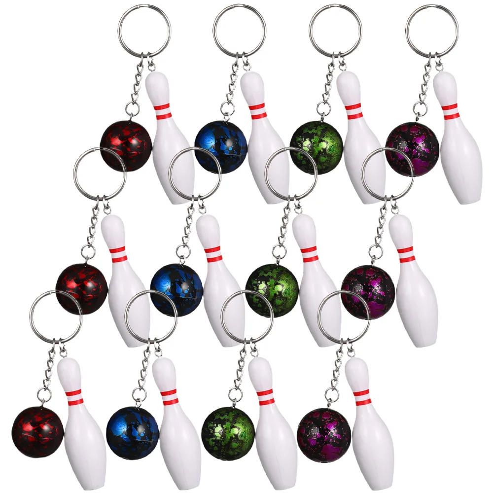 

12 Pcs Mini Key Chain Keepsakes Bowling Keychain Hanging Keychains Small Sports Decorate Pin Charms Metal Gift