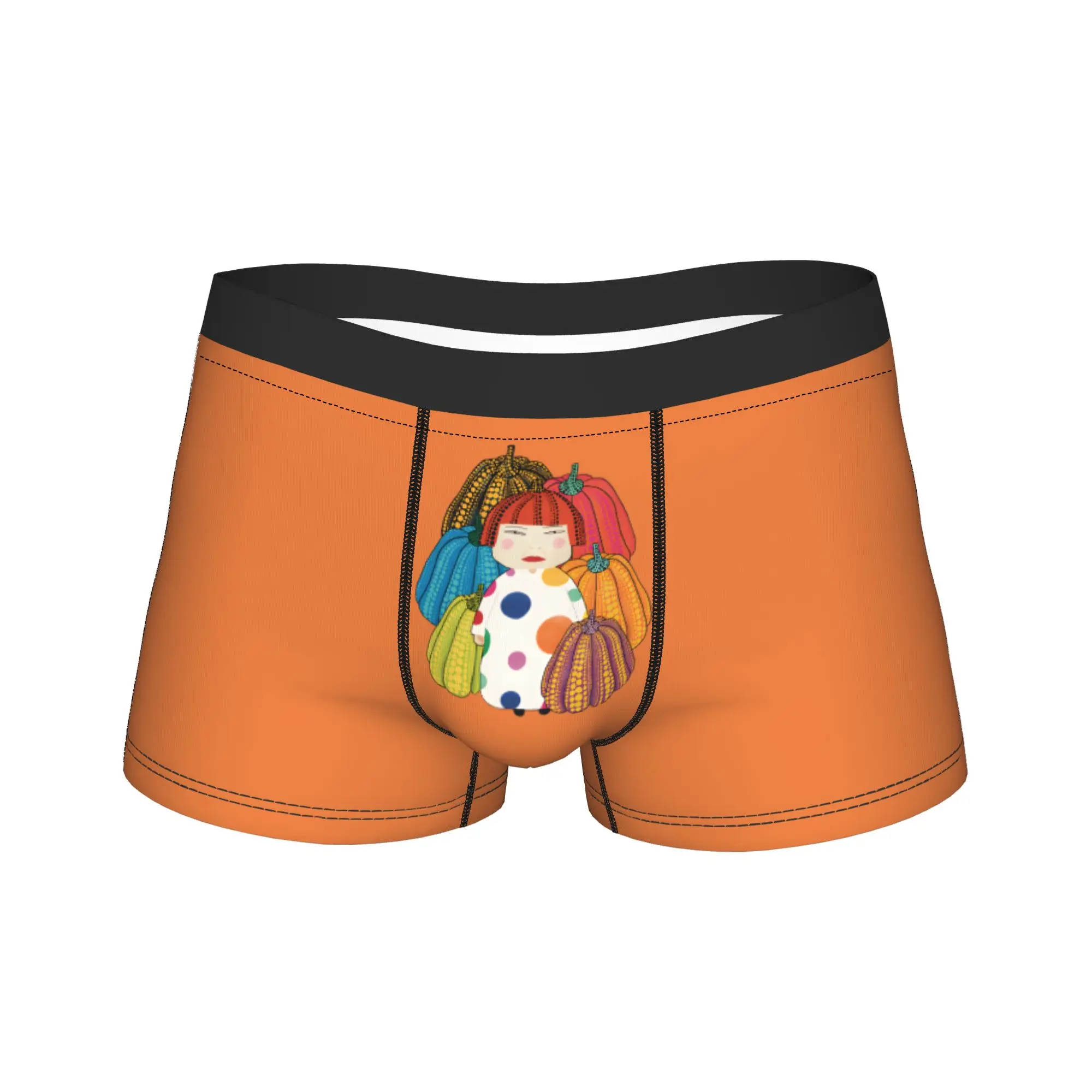 Man Y-Yayoi Kusama Pumpkin Long Underwear  Novelty Boxer Briefs Shorts Panties Male Mid Waist Underpants Plus Size