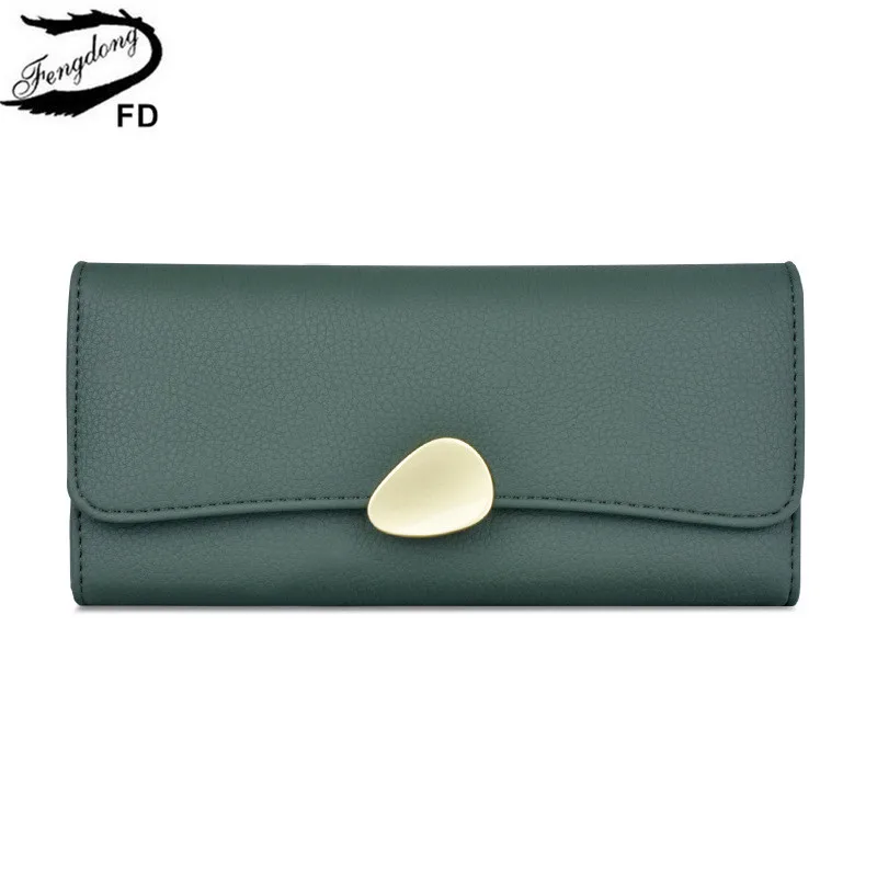 

Fengdong fashion simple leather wallet for women red wallet female card long wallet female leather credit card holder wallet