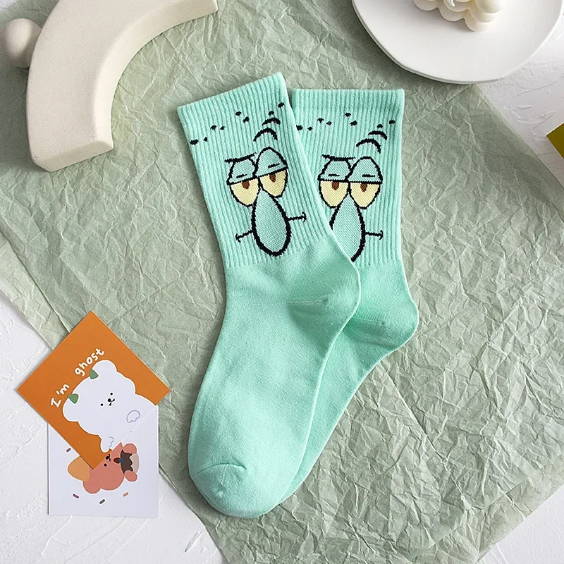 Cartoon SpongeBobs Women\'s Socks High Quality Fashion Men\'s Women Sock Printed Casual Hip-Hop Personality Adult Couple Stockings