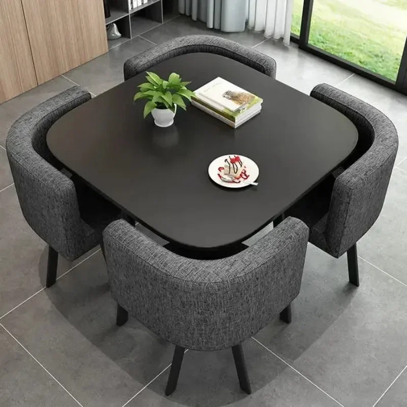 Juegos de mesa de comedor con 4 y 6 sillas, mesa de comedor de madera, mesa para restaurante, cafetería, mesa para chaticar.