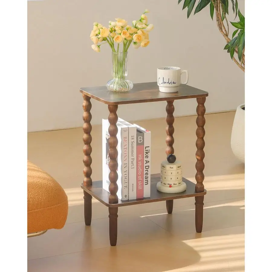 Mesa auxiliar en forma de C de 16"D x 12"W x 33"H con estación de carga y altura ajustable, con bolsa.