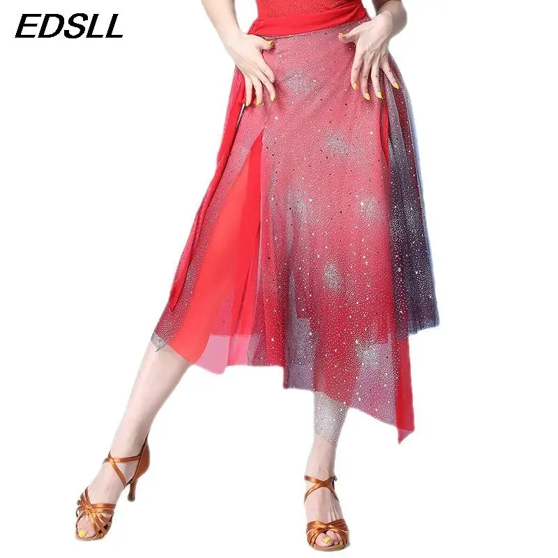 New Pattern Sequins Mesh Waist Chain Hipskirt Lady Performance Outfit Women Belly Dance Costume Accessories irregular Hipskirt