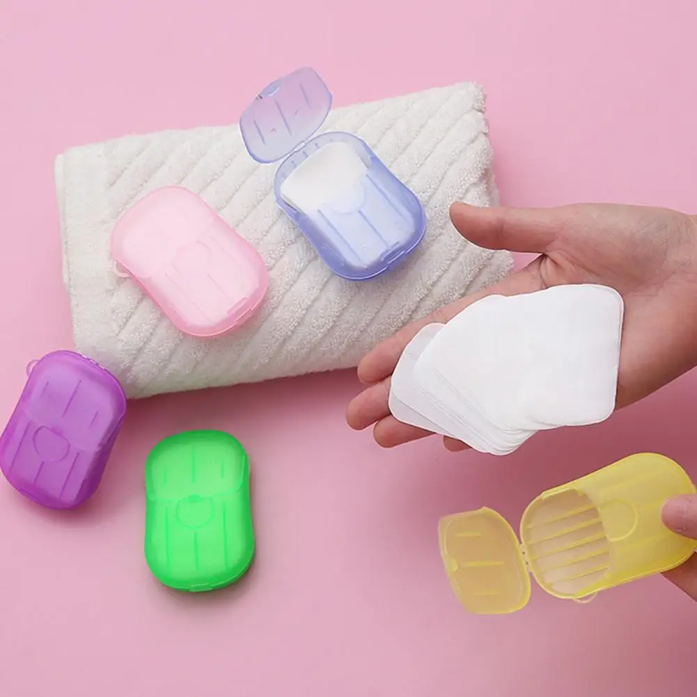 

1 Box (20 Pieces) Disposable Soap Paper Outdoor travel disposable soap tablet Washing Hand Bath Clean Mini Paper Slice Soap