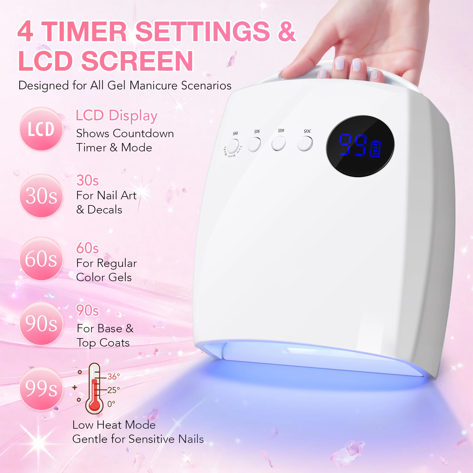 Lampa UV LED do paznokci DianaBeauty, akumulatorowa, bezprzewodowa suszarka do paznokci z 4 trybami timera, profesjonalna lampa do manicure z baterią 7500mAh