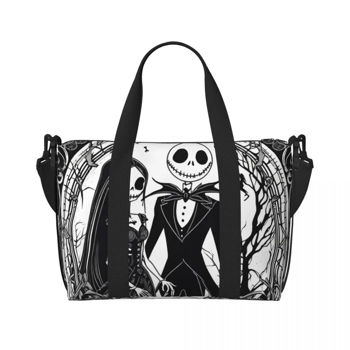 

Custom The Nightmare Before Christmas Beach Tote Bag Women Extra Large Gym Carry On Movie Jack Skellington Travel Shopping Bags