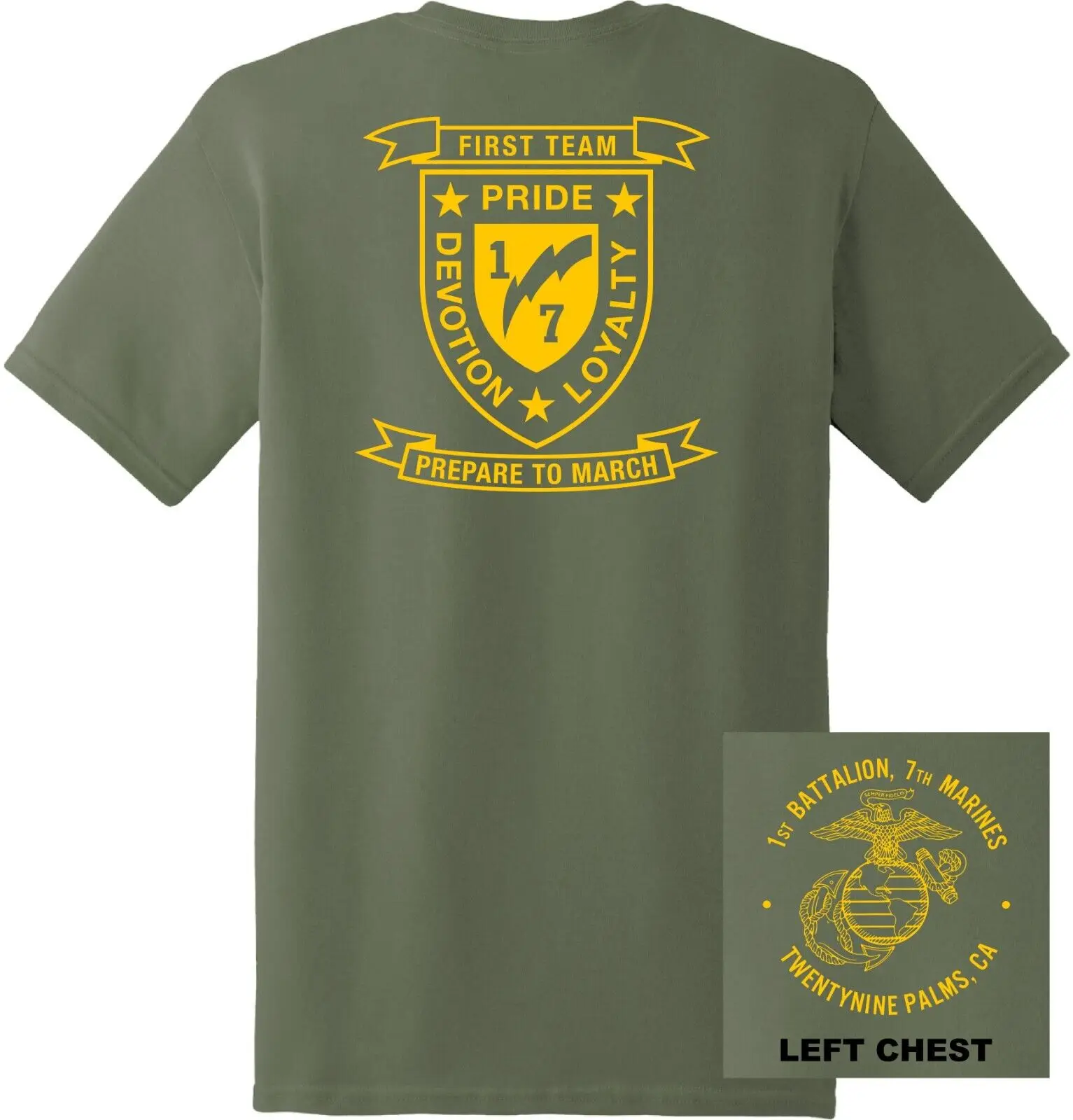 USMC 1st Battalion 7th Marine Regiment T-Shirt Short Sleeve Casual 100% Cotton Mens T Shirts