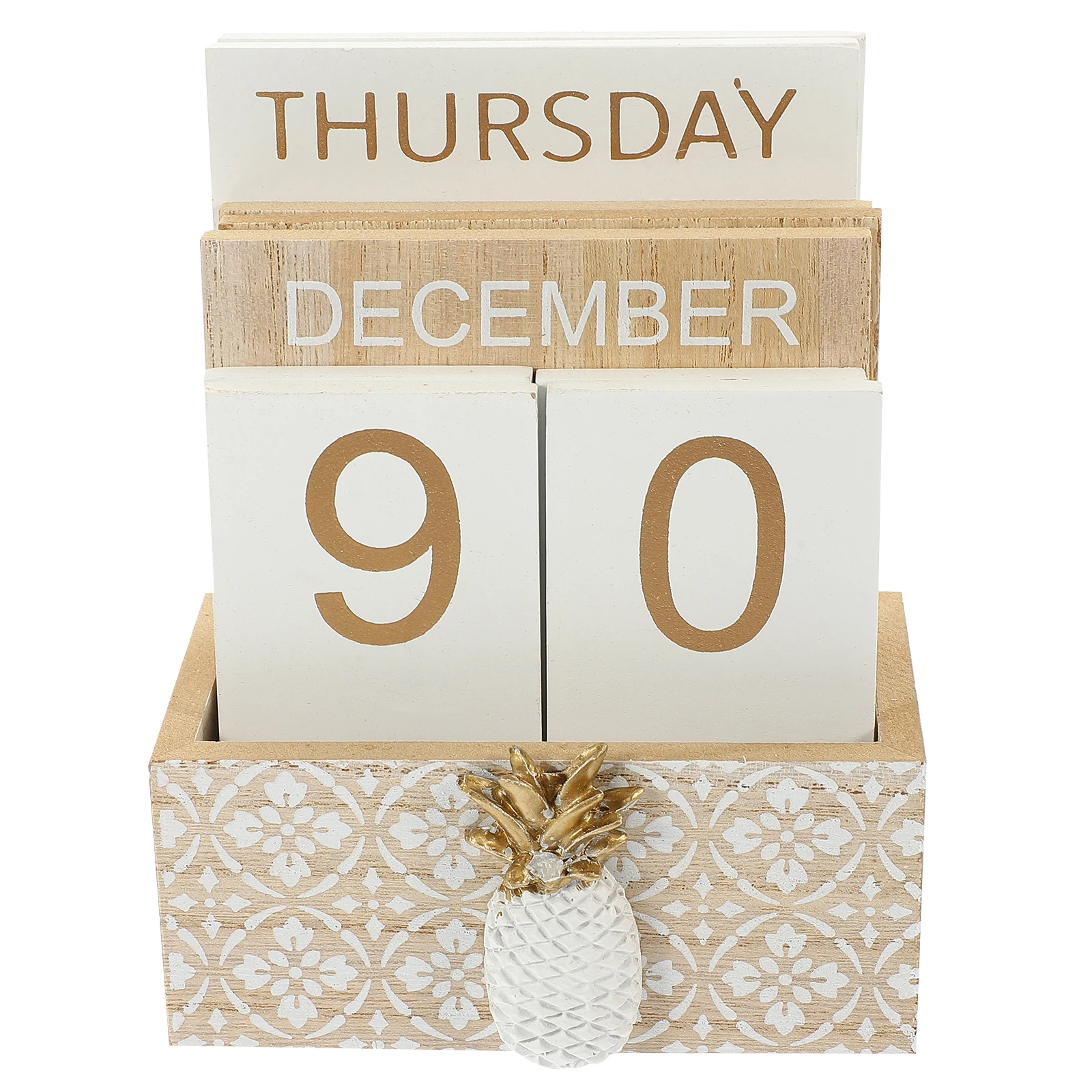 

Calendar Desk Perpetual Rustic for Vintage Block Daily Tabletop Wood Manual Wooden