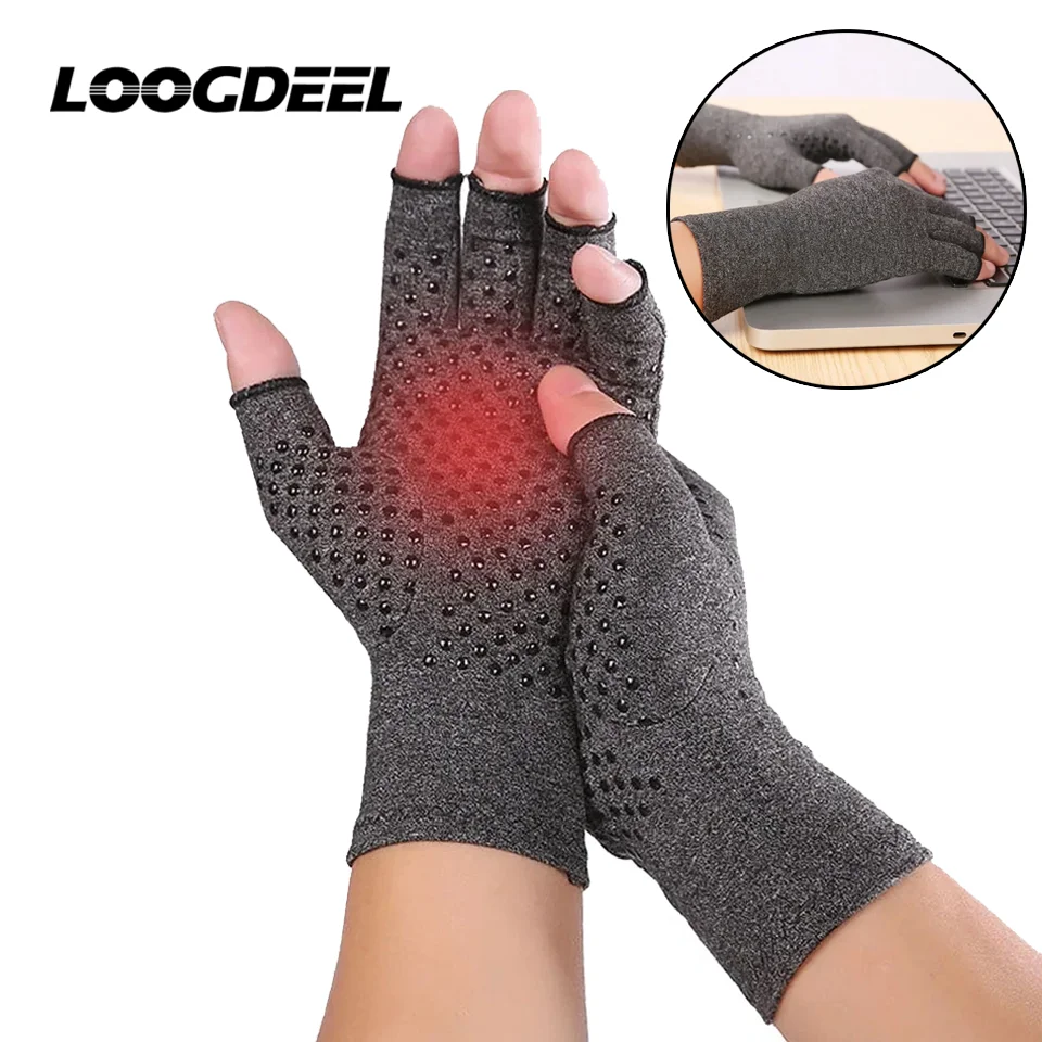 LOOGDEEL 1Pair Magnetic Anti Arthritis Health Compression Therapy Gloves Rheumatoid Hand Pain Wrist Support Sports Safety Gloves