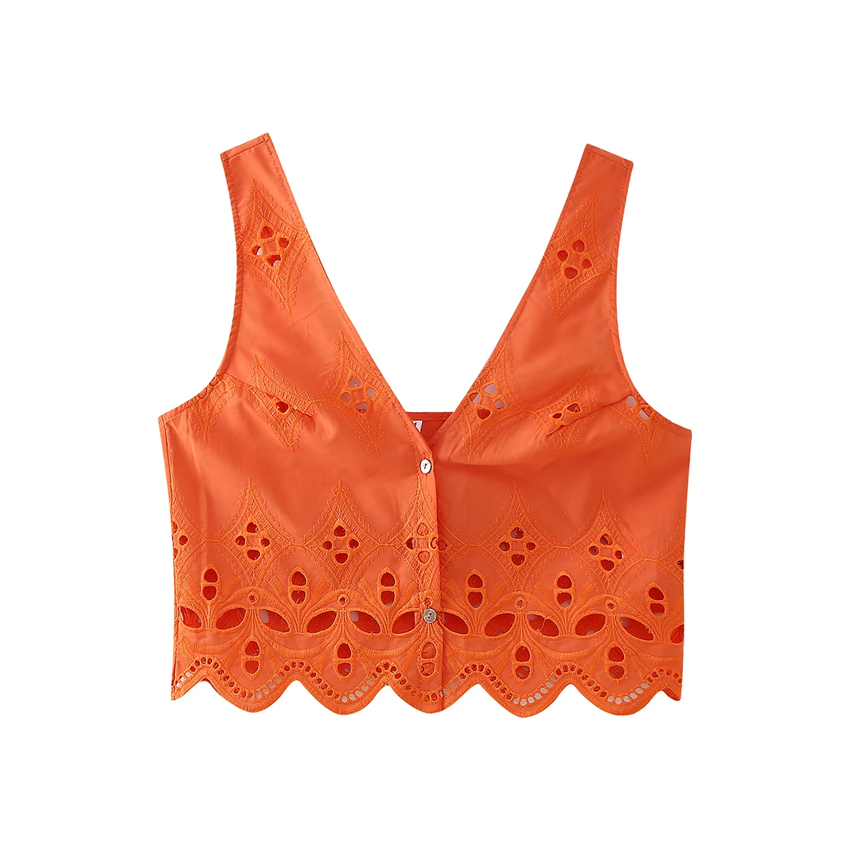 Eyelet Embroidery Waistcoat Hollow Out Vest Bra Wear Women\'s Clothing Summer Crop Top