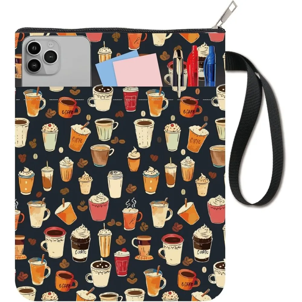 Coffee Book Covers Book Protector Book Sleeve for Paperbacks Washable Fabric Cloth Book Cover with Zipper and Sleeve Pocket