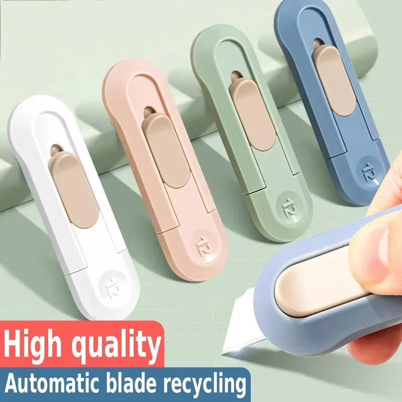 Portable Mini Paper Cutter High Quality Artwork Knife Automatic Rebound Box Opener Pocket Cutter For Office Tool School Supplies
