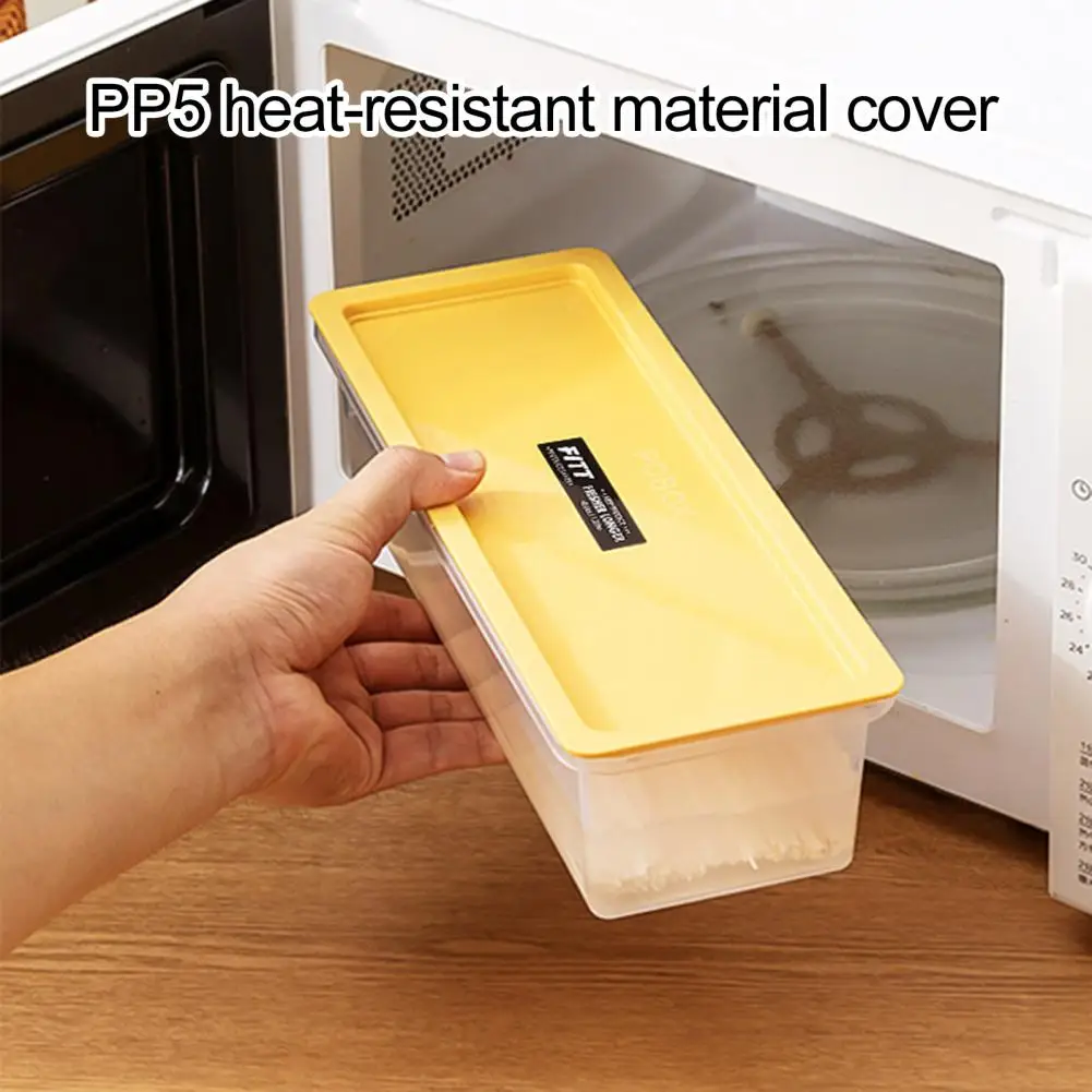 28cm Noodle Storage Box Microwavable Airtight Lid Rectangle Spaghetti Macaroni Case With Measure Ring Refrigerator Container