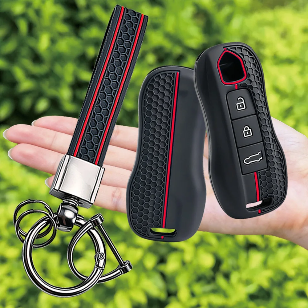 For Porsche Panamera Cayenne 971 911 9YA Macan Boxster Spyder Carrera Cayman 970 981 991 3 Buttons Car Remote Key Case Keychain