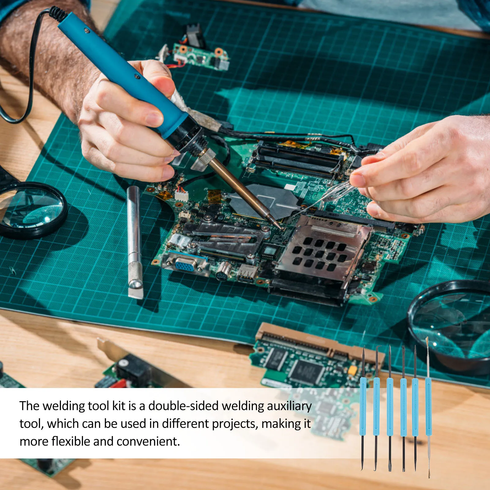 

6Pcs Professional Welding Auxiliary Double-Sided Solder Assist Tools Ergonomic for Circuit Board Repair and Electronic Welding