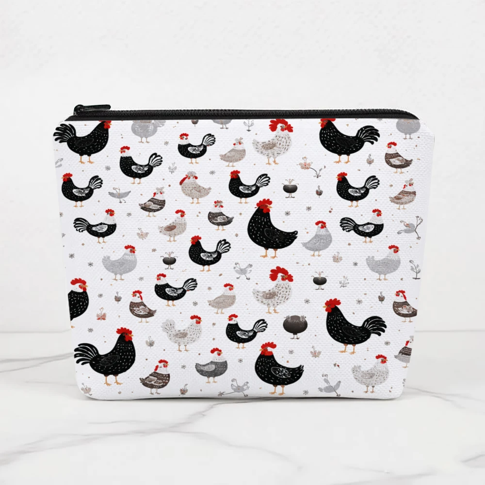Chicken Pattern Print Design Makeup Bags for Girls Cosmetic Pouch Toiletry Bag Pencil Case Travel Storage