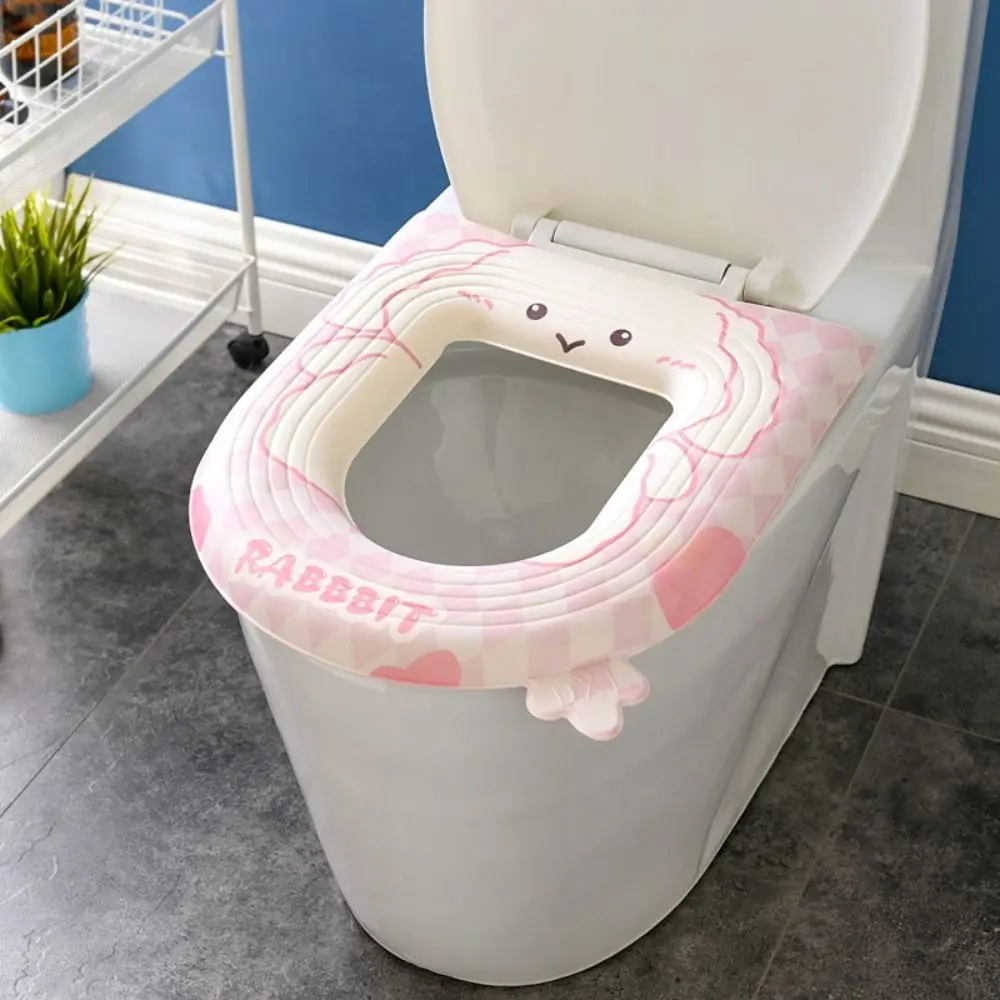 Cartoon With Handle EVA Toilet Seat Cover Reusable Universal Toilet Seat Cushion Adhesive Waterproof Closestool Mat Bathroom