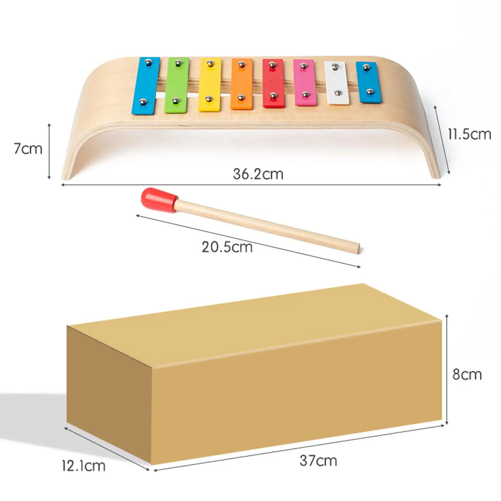 Percusiones de mano de xilófono de 8 notas para niños, juguetes de aprendizaje de música para principiantes, regalos de Año Nuevo, jugadores de rendimiento de escenario para niños y adultos