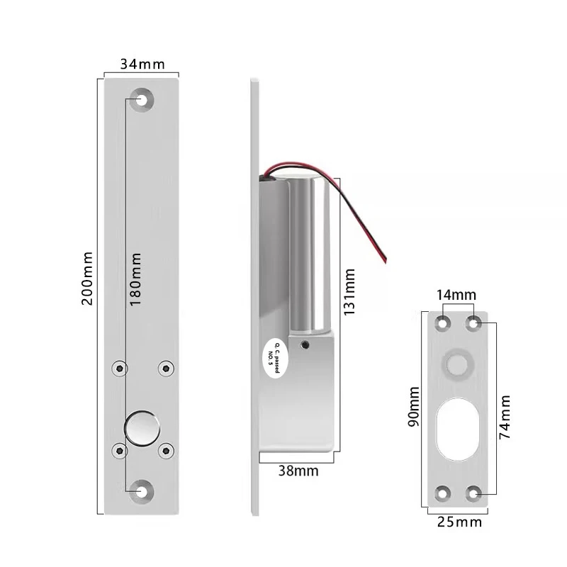 Cerradura de perno eléctrica a prueba de fallos DC12V, cerraduras electrónicas de mortaja de baja temperatura con retardo de tiempo para sistema de