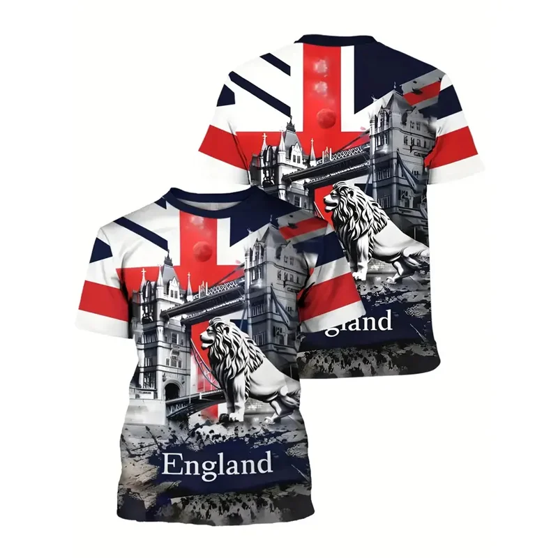 

British London Graphics T Shirt For Men New Design 3d Printed England T-shirt Sports Loose Tees Tops Round Neck Short Sleeves