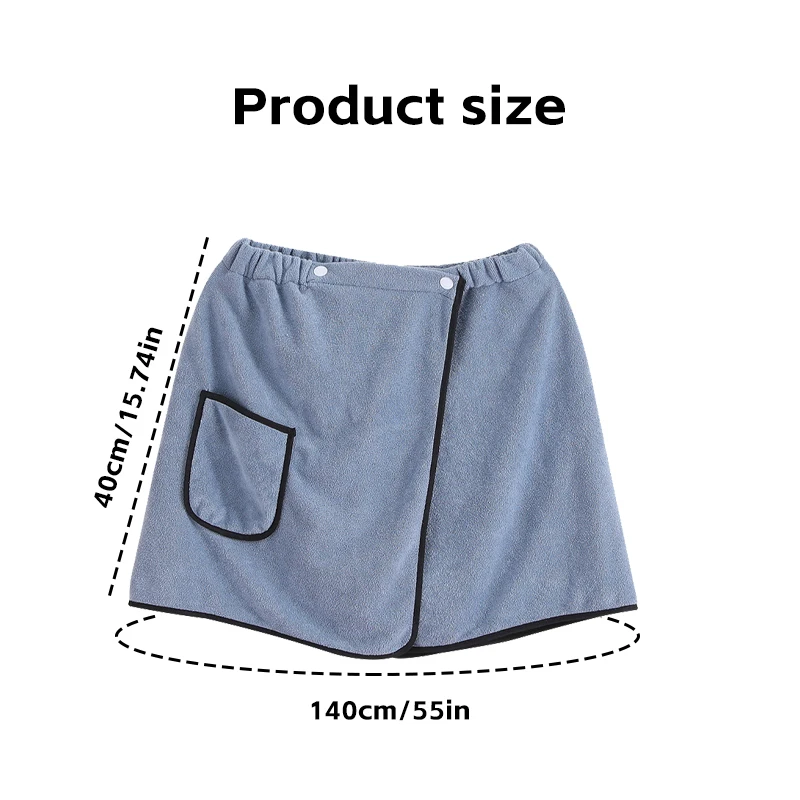 1 Pcs Quick - Drying Bath Skirt, Elastic Waist, Pocket - 1 Piece, Stylish & Practical for After - Bath