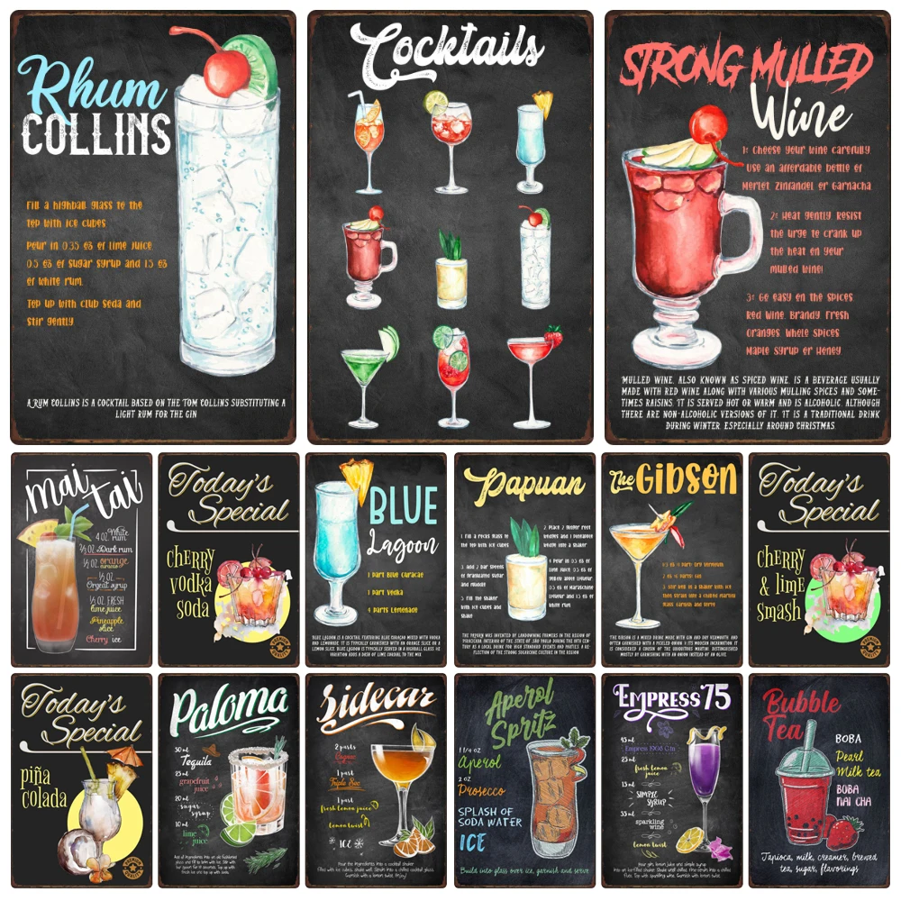 

Vintage Cocktail Metal Tin Signs, Ice Cold Drink Wall Poster, Bloody Mary Life, Shop, Bar, Club, Cafe, Store, Home Decor, WY47