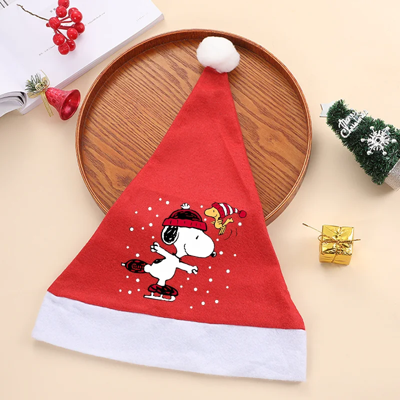 Snoopy Kids Christmas Hat Peanuts Adult Santa Hats Xmas Decorations Soft and Comfortable Festive Atmosphere Cute Cartoon Printed