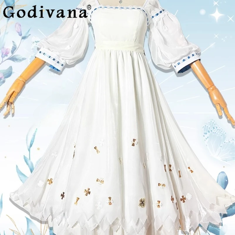 バックボウコスプレフルセットのドレス女性二次元ゲームアニメーションドレス女性半袖甘いパーティードレス