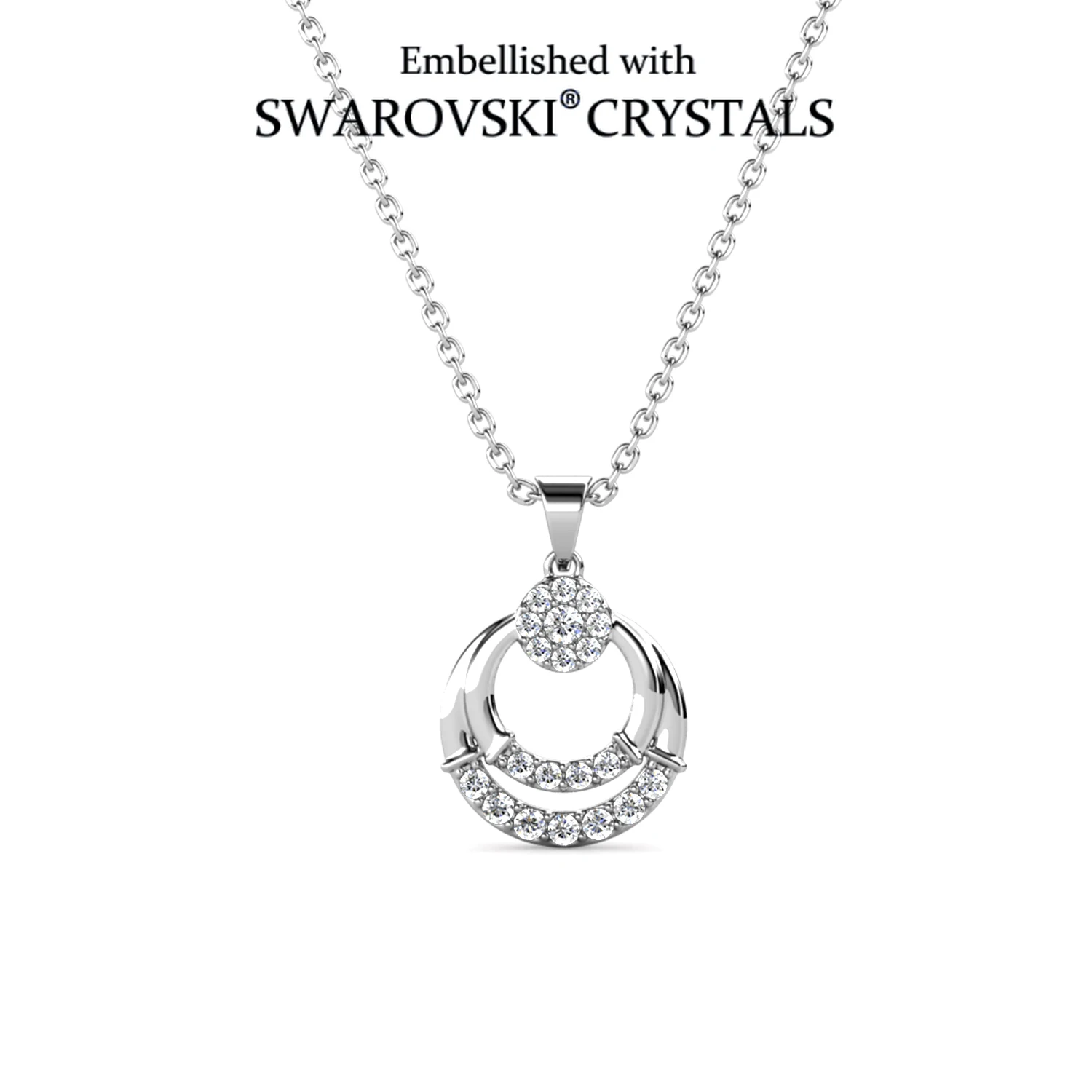 

Подвеска-колье с двойным кругом, украшенная кристаллами Swarovski, из меди с покрытием из розового золота, женские украшения, подарок на День святого Валентина