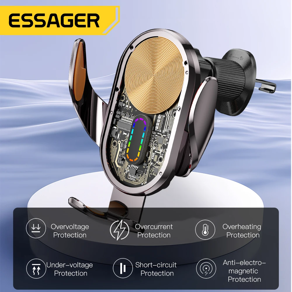 Essager Car Wireless Charger Auto Mount Phone Holder Air Vent Stand Station For iPhone 15 14 13 Samsung Xiaomi 15W Fast Charging