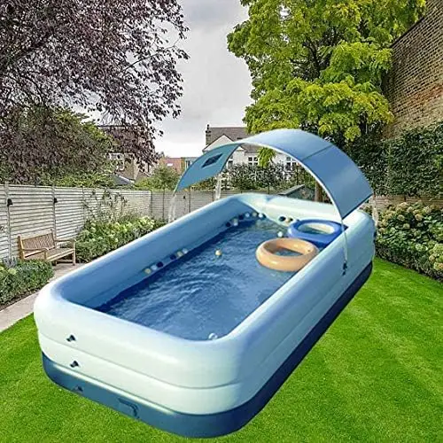 

Inflatable Swimming Pool with Canopy Outdoor Above Ground Portable Pool for Adults Family Garden