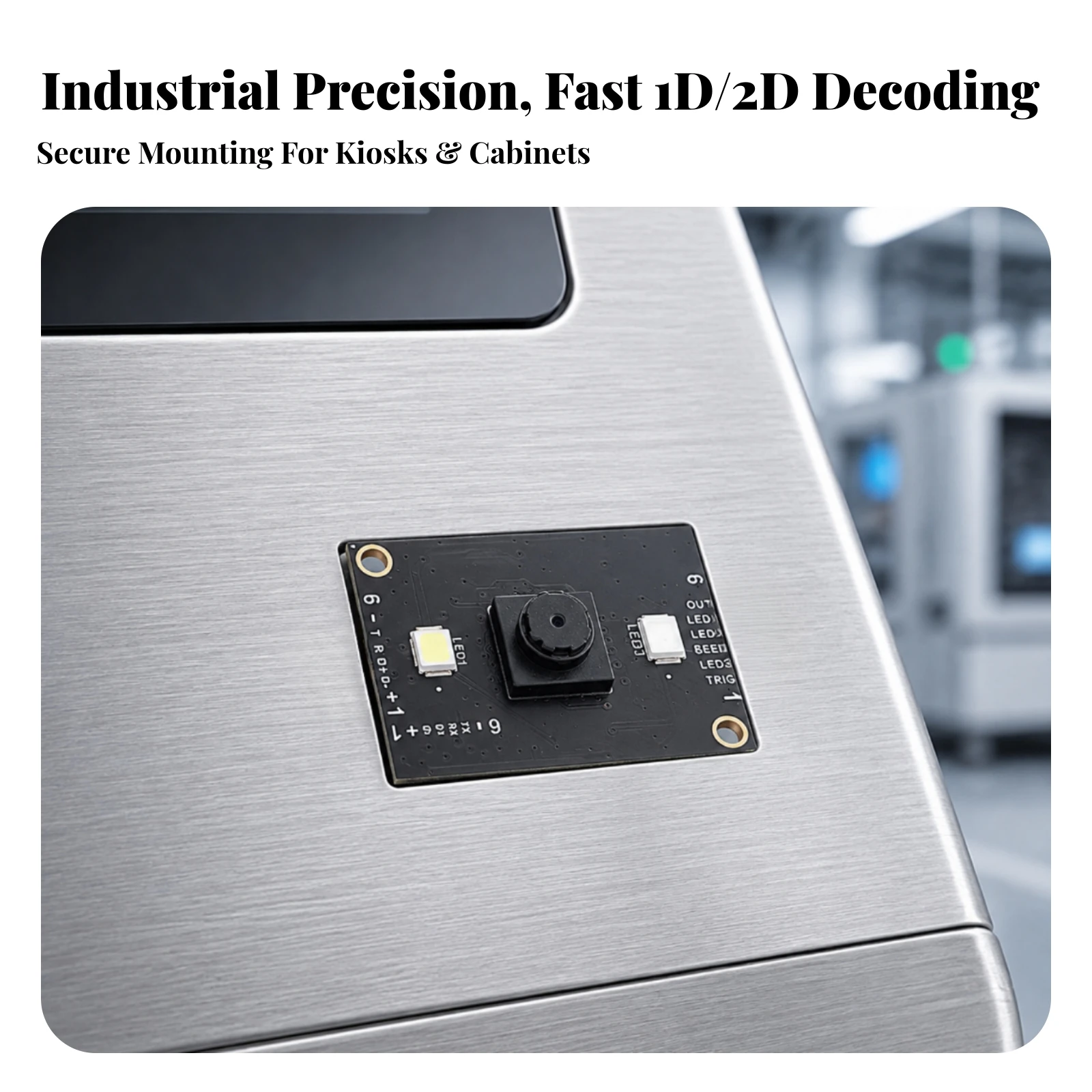 Code Scanning Module Highly Integrated Code Scanner Board with Camera Lens QR Code Reader Module Compact Two-Channel Interface