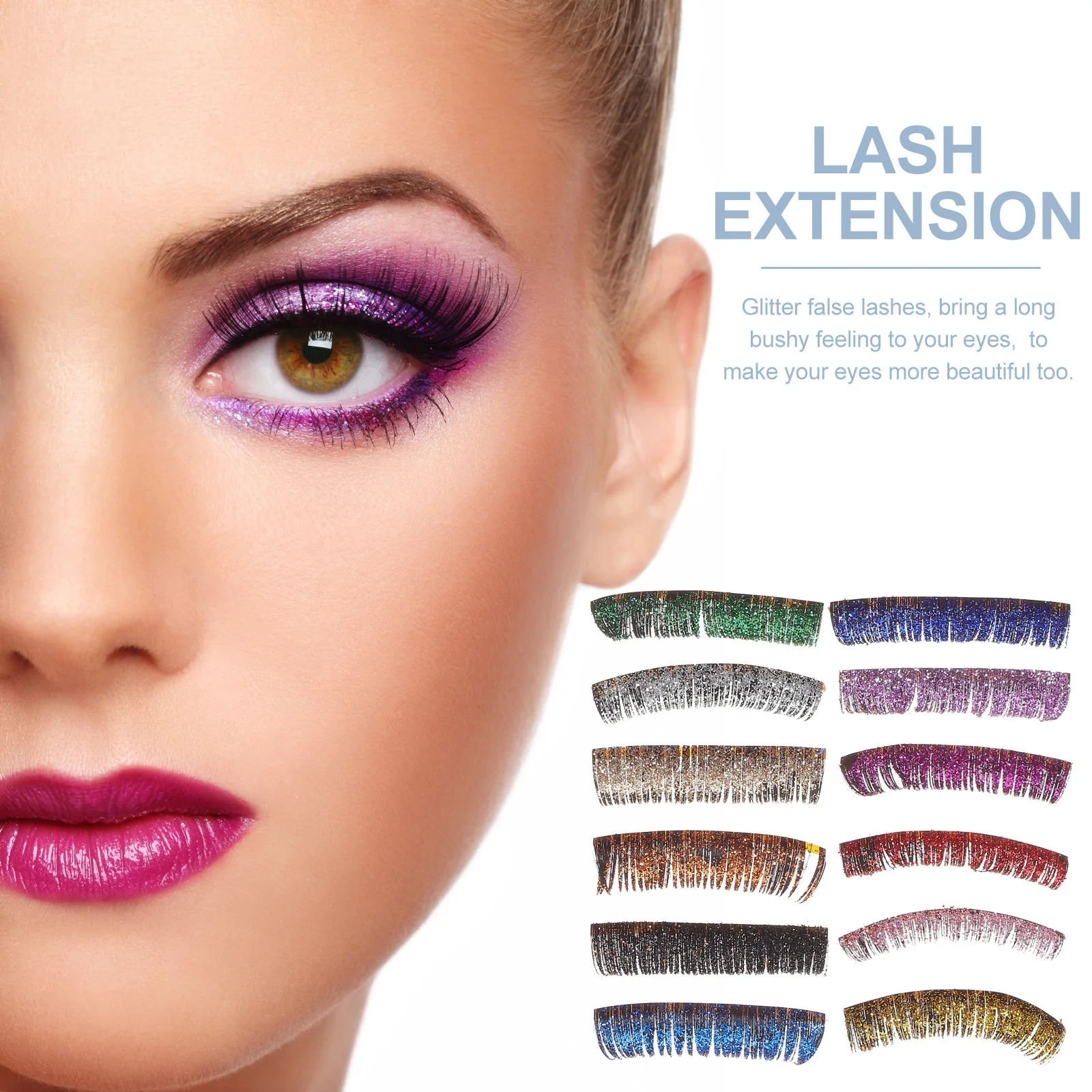 6 pares de extensiones de pestañas de colores brillantes, pestañas postizas, maquillaje DIY, Cosplay, disfraz de Halloween, fiesta, pestañas postizas, maquillaje