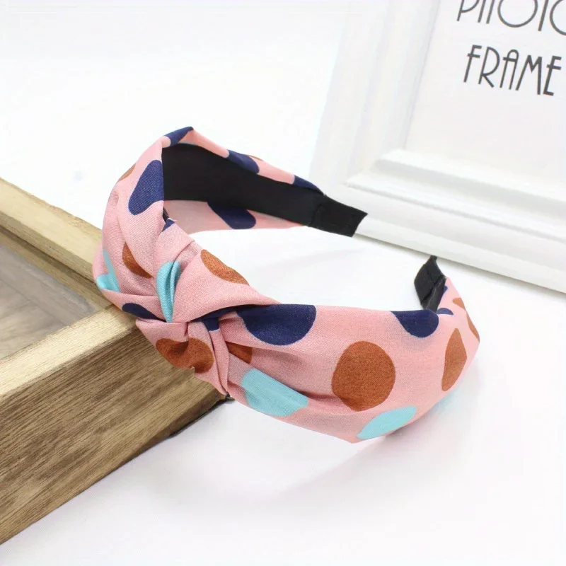 

Adjustable Floral Top Knot Headband Soft Fabric Hair Hoop for Women Girls Non-Slip Sports and Casual Headwear