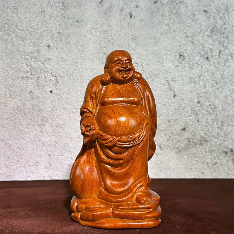 Rosewood solid wood carving Buddha in a Cloth Sack Large-Bellied Laughing Buddha Statue Ornament Home Gift Wooden Craft