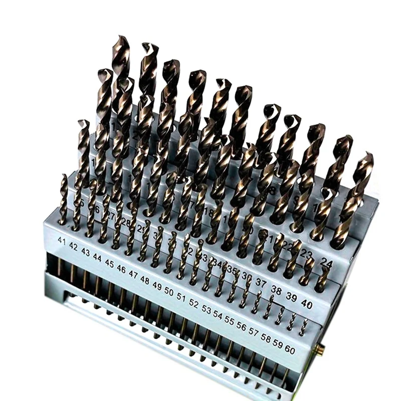 

WCS-Industrial-Grade Full-Grinding Small Twist Drill 60PC High-Speed Steel Round Shank Number Drill Box