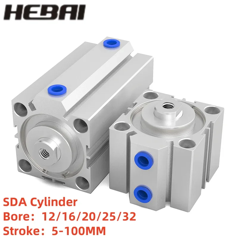 

HEBAI Air Cylinder SDA series Pneumatic Compact airtac type 12 16 20 25 32mm Bore to 5 10 15 20 25 30 35 40 45 50 100mm Stroke