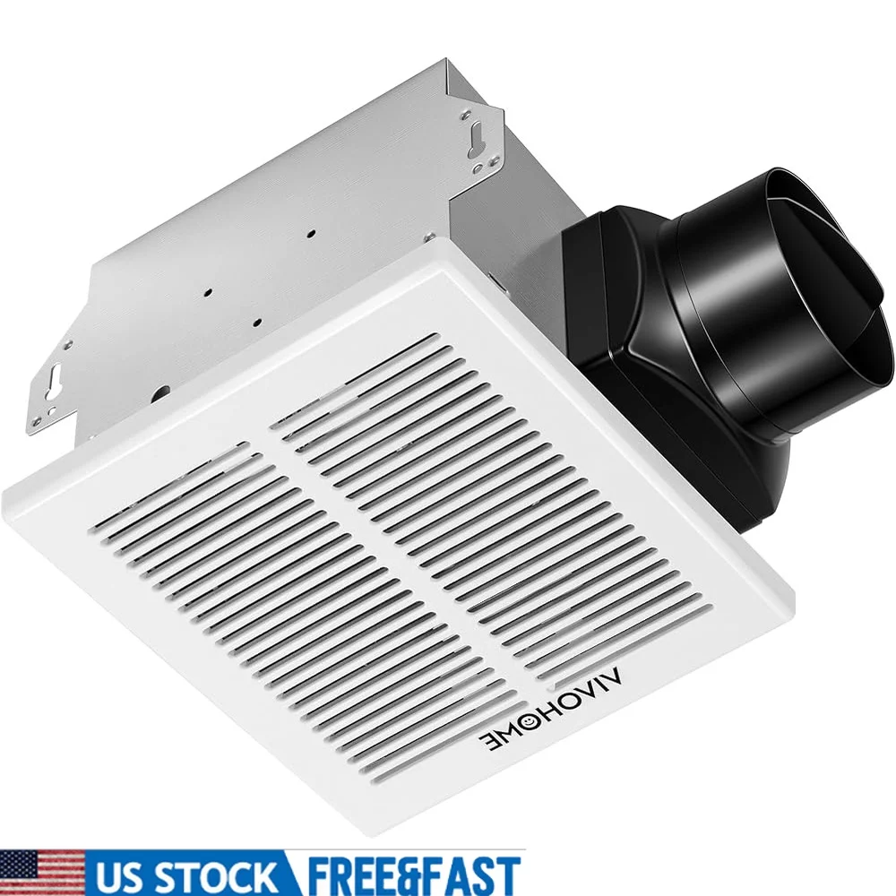 80 CFM Automatic Bathroom Exhaust Fan 1.5 Sone Humidity Sensor Ceiling Mount 4 Inch Duct Ventilation 95 Sq Ft Coverage