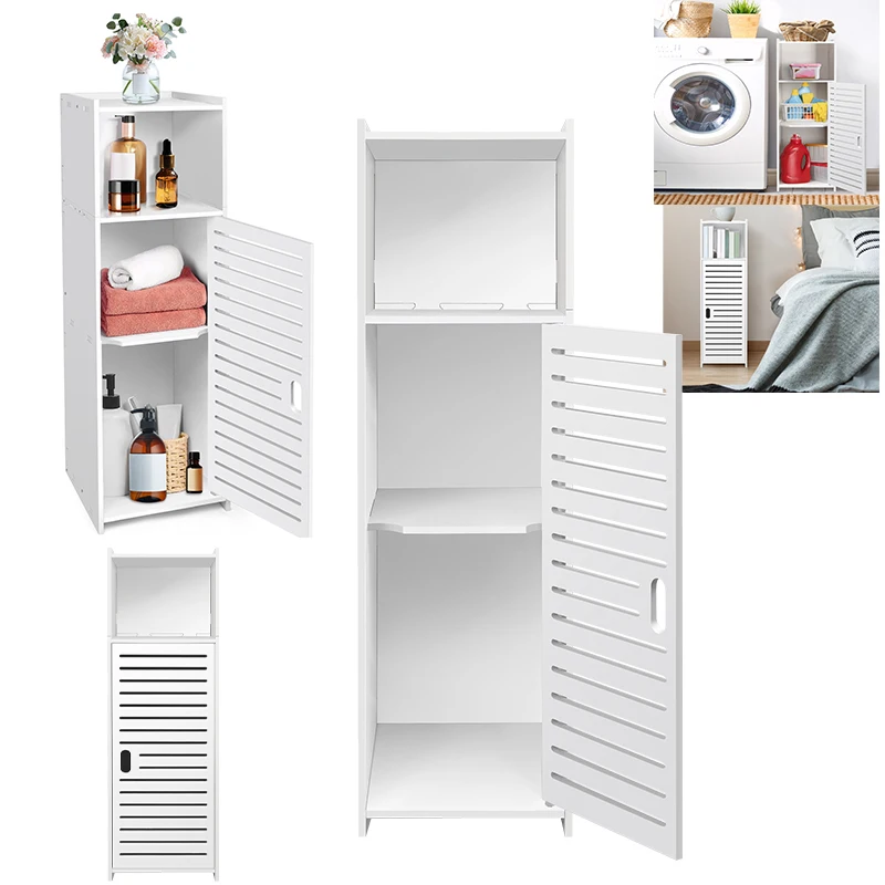 BRIEFNESS Waterproof Narrow 3 i Tier Storage Cabinet with Door   Space i Saving Organizer for Bathroom Bedroom Living Room