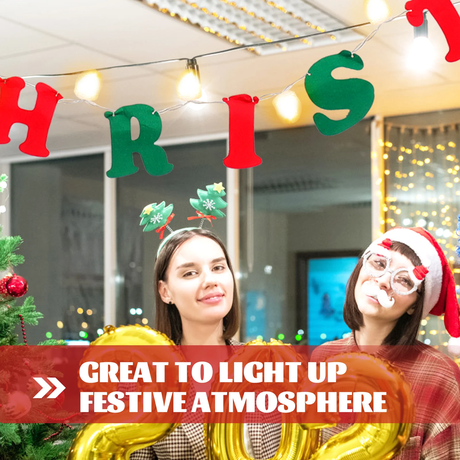 

Holiday Lights Christmas String Merry Ornament Props Decorate Banner Plastic Hanging Decoration Overhead