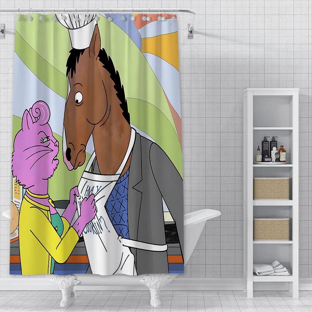 B-BoJack Horseman Shower Curtain Waterproof Polyester Fabric Paint Colorful Bath Curtains Home Bathroom Decor Curtain With Hook