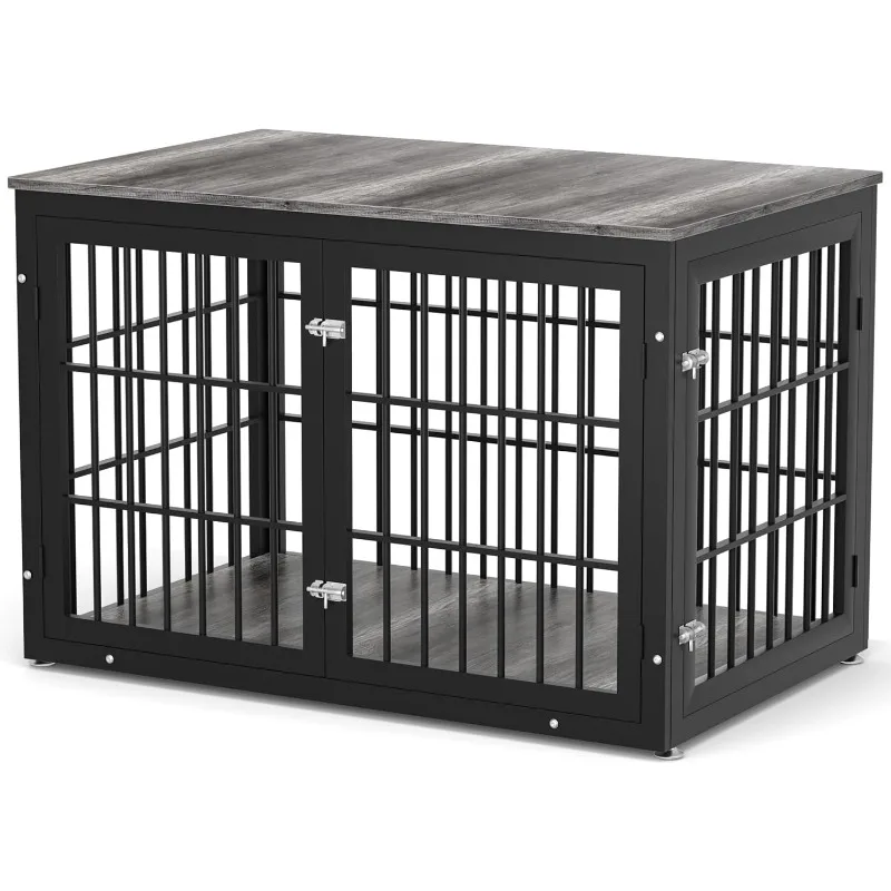 Rustic Heavy Duty Dog Crate Furniture for Extra Large Dogs, Decorative Pet House End Table, Wooden Cage Kennel Furniture .