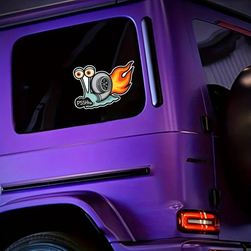 5pcs Fun Turbo Car Decal – Waterproof Matte Vinyl Sticker, Self-Adhesive Die-Cut Design, Suitable for Cars, Trucks, Windows, and Metal Surfaces | Playful Snail and Turbo Graphic, Removable Car Decoration (No Residue), Truck Accessory