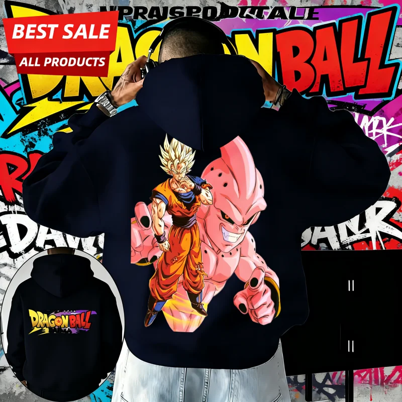 2026 Herbst Winter Dragon Ball DAIMA Goku Vs Buu Baumwolle Bedruckter Retro-Hoodie Übergroß Unisex für DB-Fans Lässige Streetwear