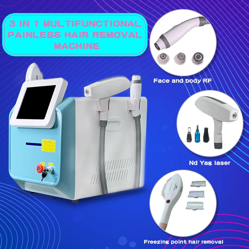 ADG 3in1 360 megneto Hair Removal Machine Tattoo Removal carbon peel RF face body Skin Lifting Multi-Functions beauty salon use