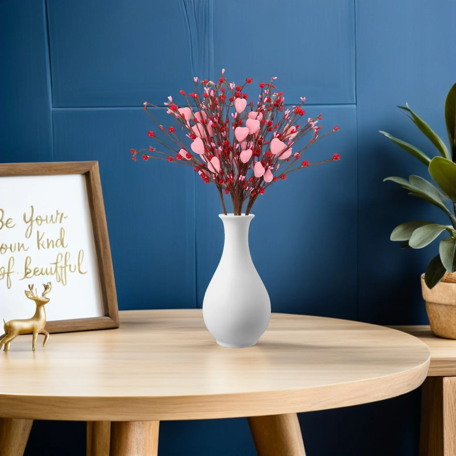 

5Pcs Valentine Heart Picks Artificial Berry Stems Romantic Floral Branches Wedding Table Decor Valentines Day Decoration