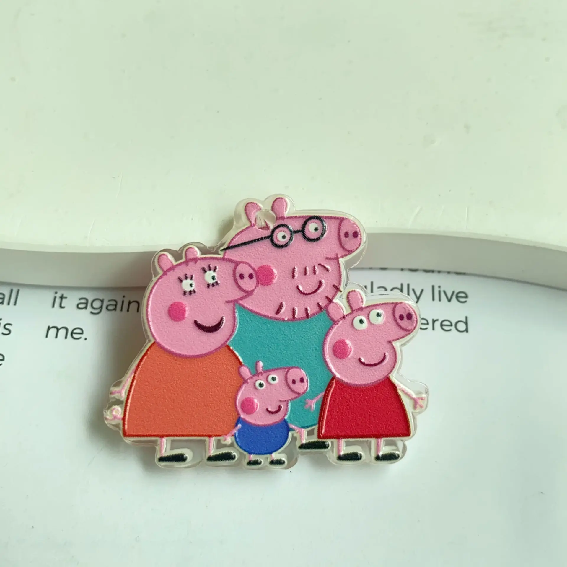 Hanging hole bright oil embossed hanging hole cartoon Peppa Pig chip pendant DIY mobile phone chain key bag hanging accessories - view 6