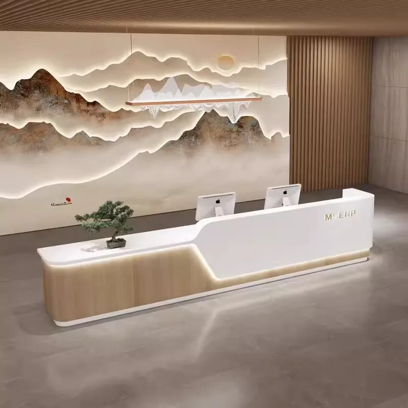 *Modern Design L-Shape Corner Reception Desk for Office & Hospital Wooden Registration Desk for Building Reception