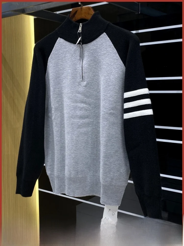 

Loose Fit Men's Knitwear f Zip Design Color Blo Sweater Casual Sle Autumn Winter Comfortable Breathable Warm Polyester...